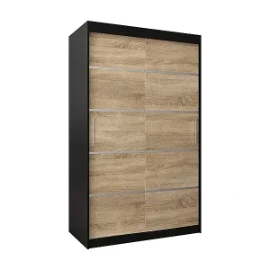 SCHWEBETÜRENSCHRANK VERONA 1 200/120/62 2-türig (Schwarz/Sonoma) Sonderaktion