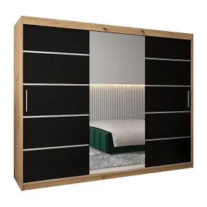 Kracherpreis SCHWEBETÜRENSCHRANK VERONA 2 200/250/62 3-türig (Artisan/Schwarz)
