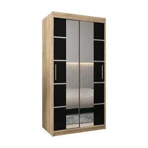 SCHWEBETÜRENSCHRANK VERONA 4 200/100/62 2-türig (Sonoma/Schwarz) Billig