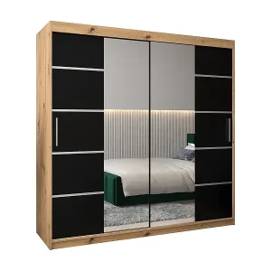 SCHWEBETÜRENSCHRANK VERONA 4 200/200/62 2-türig (Artisan/Schwarz) Geprüft