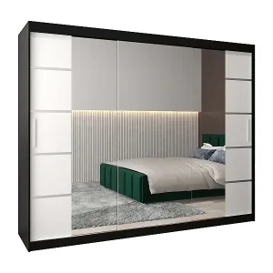 SCHWEBETÜRENSCHRANK VERONA 4 200/250/62 3-türig (Schwarz/Weiß) Top-Seller