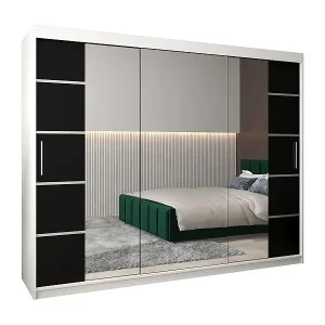 SCHWEBETÜRENSCHRANK VERONA 4 200/250/62 3-türig (Weiß/Schwarz) Mega-Angebot