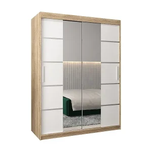 Preisknaller SCHWEBETÜRENSCHRANK VERONA 4 200/150/62 2-türig (Sonoma/Weiß)