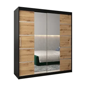 Online Kaufen SCHWEBETÜRENSCHRANK VERONA 4 200/180/62 2-türig (Schwarz/Artisan)