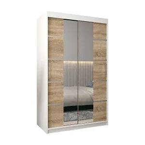 SCHWEBETÜRENSCHRANK VERONA 4 200/120/62 2-türig (Weiß/Sonoma) Garantierte Lieferung