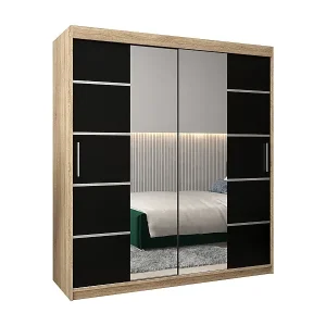 Rabatt SCHWEBETÜRENSCHRANK VERONA 4 200/180/62 2-türig (Sonoma/Schwarz)