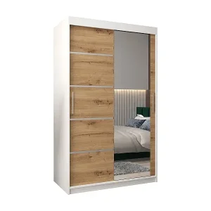 SCHWEBETÜRENSCHRANK VERONA 2 200/120/62 2-türig (Weiß/Sonoma) Kracherpreis