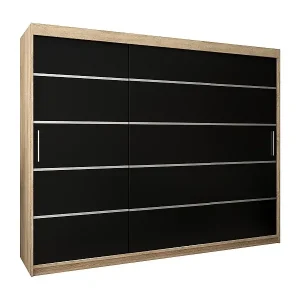 SCHWEBETÜRENSCHRANK VERONA 1 200/250/62 3-türig (Sonoma/Schwarz) Preis Gesenkt