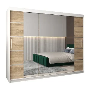 SCHWEBETÜRENSCHRANK VERONA 4 200/250/62 3-türig (Weiß/Sonoma) Kostenloser Rückversand