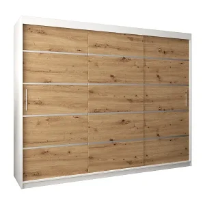 SCHWEBETÜRENSCHRANK VERONA 1 200/250/62 3-türig (Weiß/Artisan) Sonderaktion