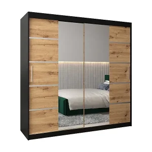 Knallerangebot SCHWEBETÜRENSCHRANK VERONA 4 200/200/62 2-türig (Schwarz/Artisan)