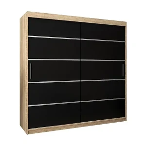 SCHWEBETÜRENSCHRANK VERONA 1 200/200/62 2-türig (Sonoma/Schwarz) Kostenloser Rückversand