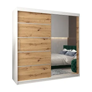 SCHWEBETÜRENSCHRANK VERONA 2 200/200/62 2-türig (Weiß/Artisan) Versand Am Gleichen Tag