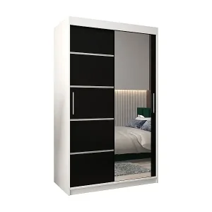 Neue Ware SCHWEBETÜRENSCHRANK VERONA 2 200/120/62 2-türig (Weiß/Schwarz)