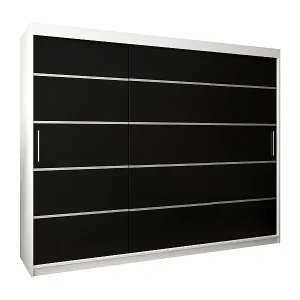SCHWEBETÜRENSCHRANK VERONA 1 200/250/62 3-türig (Weiß/Schwarz) Top-Seller