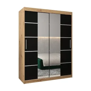 SCHWEBETÜRENSCHRANK VERONA 4 200/150/62 2-türig (Artisan/Schwarz) Ausverkauf