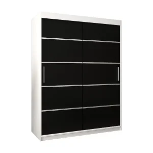 SCHWEBETÜRENSCHRANK VERONA 1 200/150/62 2-türig (Weiß/Schwarz) Preisreduziert