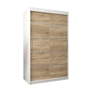 SCHWEBETÜRENSCHRANK VERONA 1 200/120/62 2-türig (Weiß/Sonoma) Kracherpreis