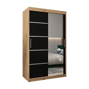 Preis Gesenkt SCHWEBETÜRENSCHRANK VERONA 2 200/120/62 2-türig (Artisan/Schwarz)