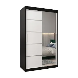 Schnäppchen SCHWEBETÜRENSCHRANK VERONA 2 200/120/62 2-türig (Schwarz/Weiß)