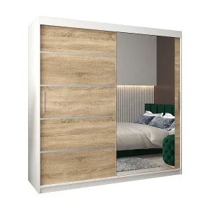 SCHWEBETÜRENSCHRANK VERONA 2 200/200/62 2-türig (Weiß/Sonoma) Direkt Vom Hersteller