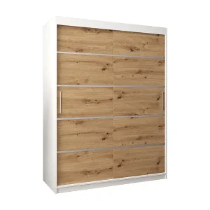 SCHWEBETÜRENSCHRANK VERONA 1 200/150/62 2-türig (Weiß/Artisan) Preiswert