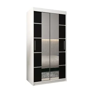 SCHWEBETÜRENSCHRANK VERONA 4 200/100/62 2-türig (Weiß/Schwarz) Top-Angebot
