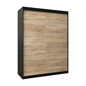 SCHWEBETÜRENSCHRANK VERONA 1 200/150/62 2-türig (Schwarz/Sonoma) Gratis Versand