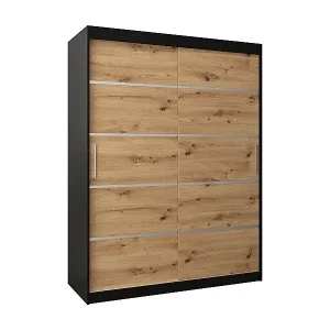 SCHWEBETÜRENSCHRANK VERONA 1 200/150/62 2-türig (Schwarz/Artisan) Aktuell