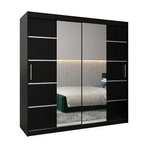 SCHWEBETÜRENSCHRANK VERONA 4 200/200/62 2-türig (Schwarz/Schwarz) Aktuell