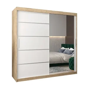 SCHWEBETÜRENSCHRANK VERONA 2 200/200/62 2-türig (Sonoma/Weiß) Kostenloser Rückversand