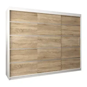 SCHWEBETÜRENSCHRANK VERONA 1 200/250/62 3-türig (Weiß/Sonoma) Direkt Vom Hersteller