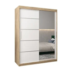 SCHWEBETÜRENSCHRANK VERONA 2 200/150/62 2-türig (Sonoma/Weiß) Letzte Chance