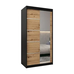 SCHWEBETÜRENSCHRANK VERONA 2 200/100/62 2-türig (Schwarz/Artisan) Kostenloser Versand