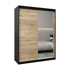 SCHWEBETÜRENSCHRANK VERONA 2 200/150/62 2-türig (Schwarz/Sonoma) Abverkauf