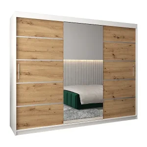 SCHWEBETÜRENSCHRANK VERONA 2 200/250/62 3-türig (Weiß/Artisan) Expressversand