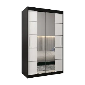 SCHWEBETÜRENSCHRANK VERONA 4 200/120/62 2-türig (Schwarz/Weiß) Versand Am Gleichen Tag