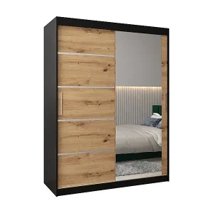 Günstig SCHWEBETÜRENSCHRANK VERONA 2 200/150/62 2-türig (Schwarz/Artisan)