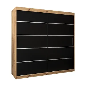 Bestpreis SCHWEBETÜRENSCHRANK VERONA 1 200/200/62 2-türig (Artisan/Schwarz)