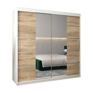 Neue Kollektion SCHWEBETÜRENSCHRANK VERONA 4 200/200/62 2-türig (Weiß/Sonoma)