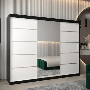 SCHWEBETÜRENSCHRANK VERONA 2 200/250/62 3-türig (Schwarz/Weiß) Ausverkauf