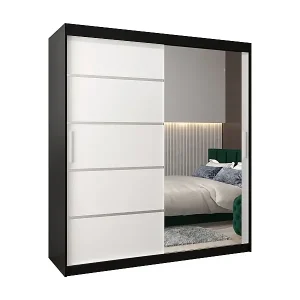 SCHWEBETÜRENSCHRANK VERONA 2 200/180/62 2-türig (Schwarz/Weiß) Begrenztes Angebot