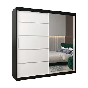 Preisknaller SCHWEBETÜRENSCHRANK VERONA 2 200/200/62 2-türig (Schwarz/Weiß)