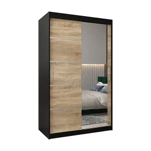 SCHWEBETÜRENSCHRANK VERONA 2 200/120/62 2-türig (Schwarz/Sonoma) Schneller Versand