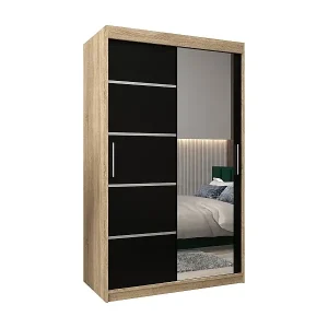 Preis Gesenkt SCHWEBETÜRENSCHRANK VERONA 2 200/120/62 2-türig (Sonoma/Schwarz)
