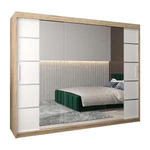 SCHWEBETÜRENSCHRANK VERONA 4 200/250/62 3-türig (Sonoma/Weiß) Echt