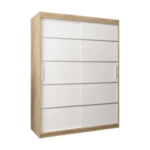 SCHWEBETÜRENSCHRANK VERONA 1 200/150/62 2-türig (Sonoma/Weiß) Kostenloser Versand