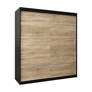 SCHWEBETÜRENSCHRANK VERONA 1 200/180/62 2-türig (Schwarz/Sonoma) Kostenloser Rückversand