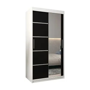 SCHWEBETÜRENSCHRANK VERONA 2 200/100/62 2-türig (Weiß/Schwarz) Neuheit