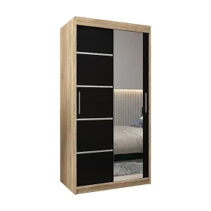 SCHWEBETÜRENSCHRANK VERONA 2 200/100/62 2-türig (Sonoma/Schwarz) Günstig